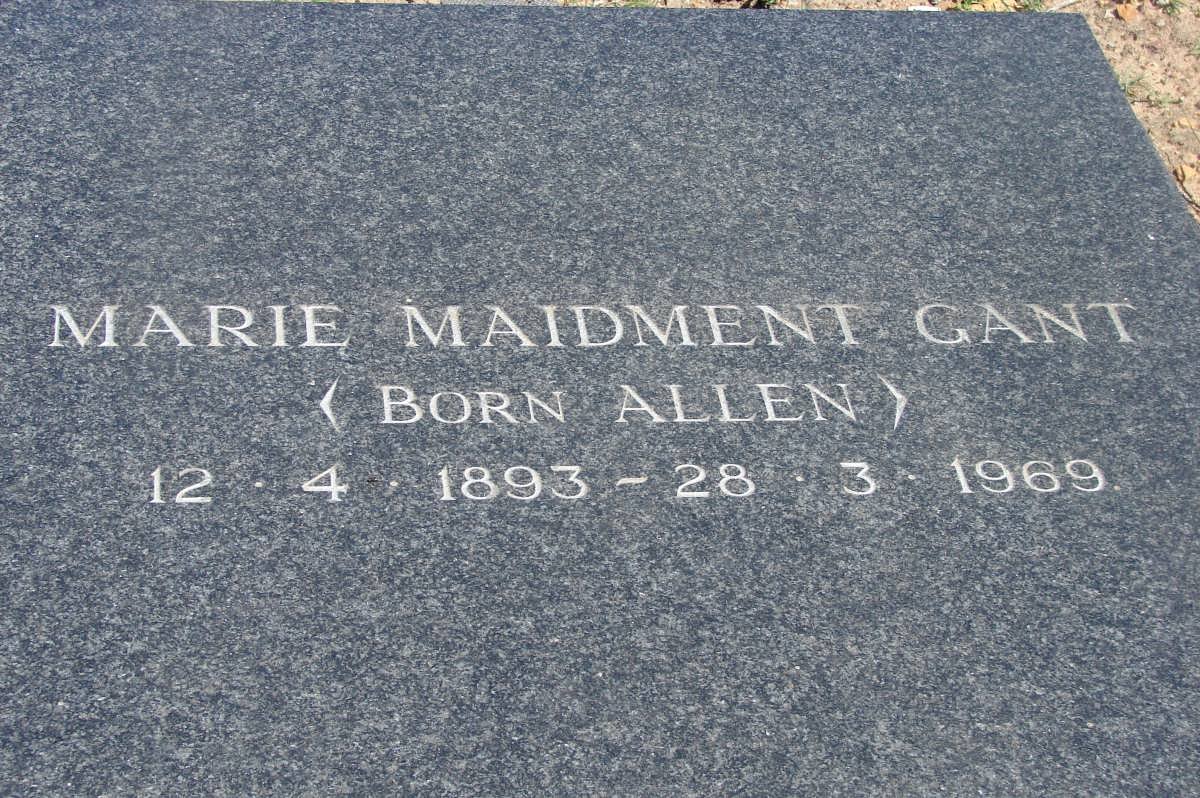 GANT Marie Maidment nee ALLEN 1893-1969