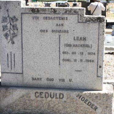 GEDULD Leah nee MACKRIEL 1874-1956