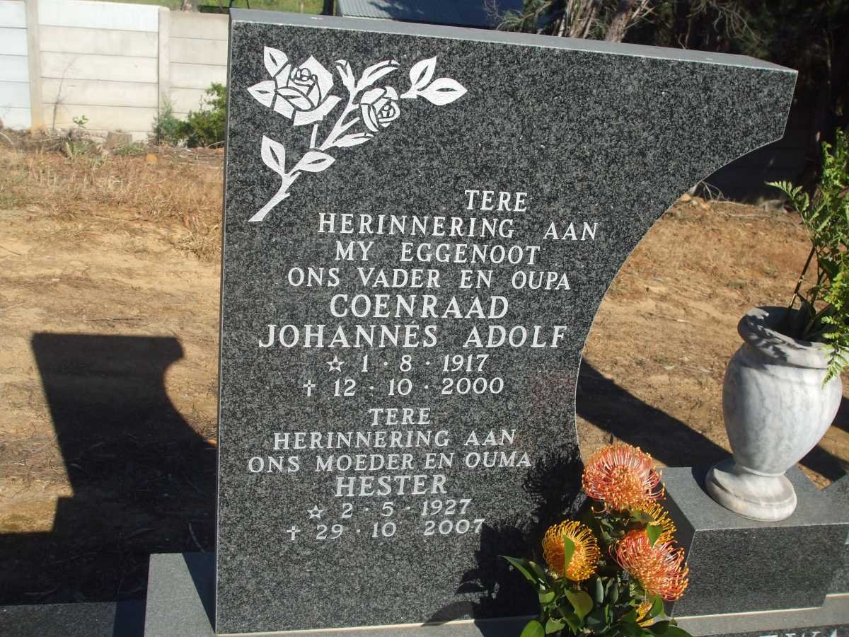 GROENEWALD Coenraad Johannes Adolf 1917-2000 &amp; Hester 1927-2007