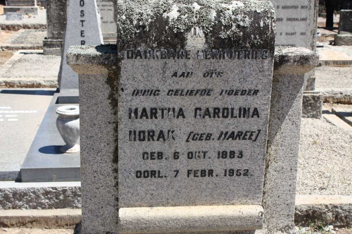HORAK Martha Carolina nee MAREE 1883-1952