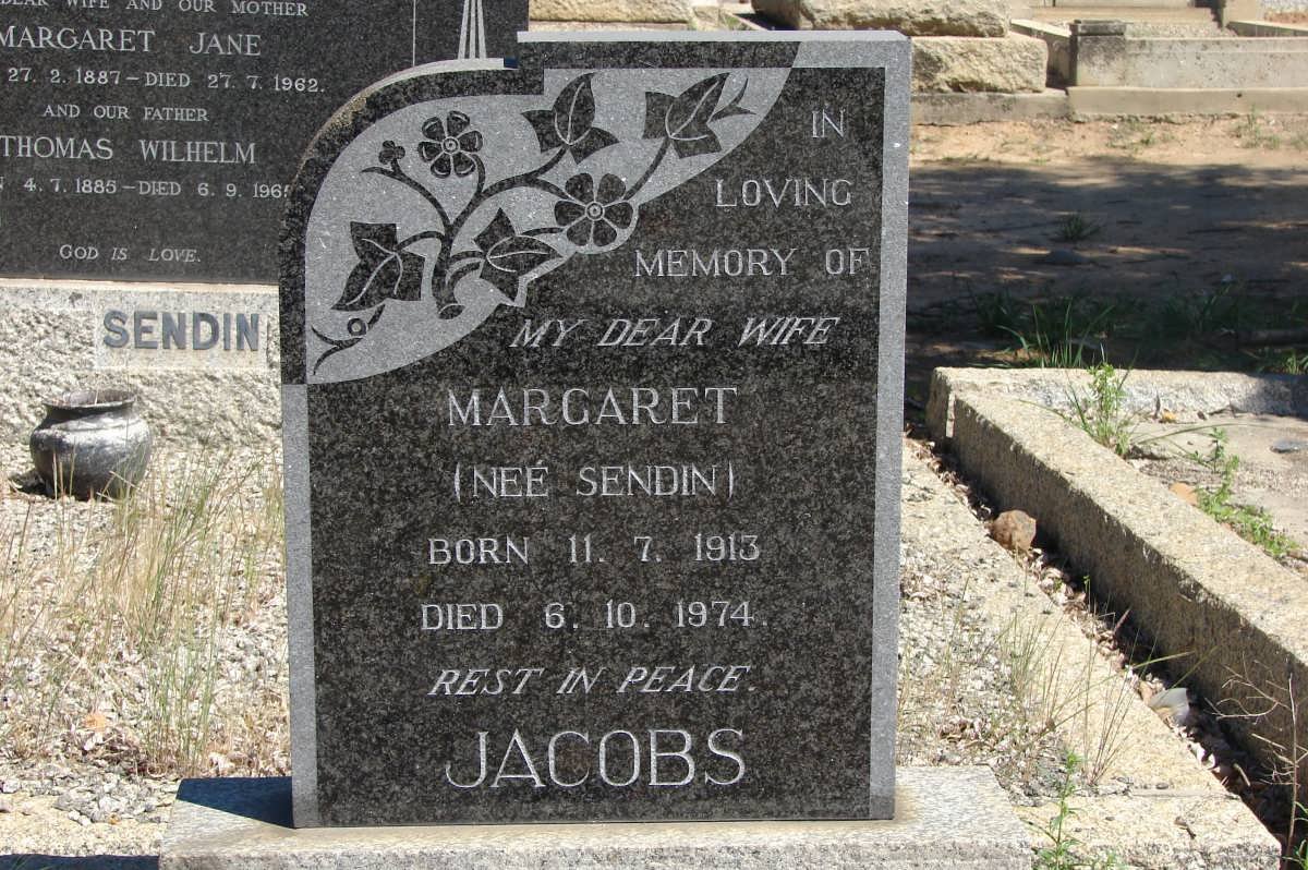 JACOBS Margaret nee SENDIN 1913-1974