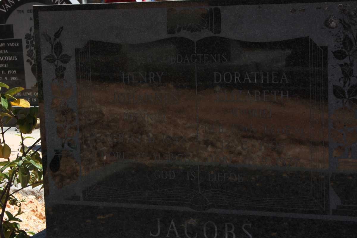 JACOBS Henry Johannes 1892-1976 &amp; Dorathea Elizabeth VAN EEDEN -1977