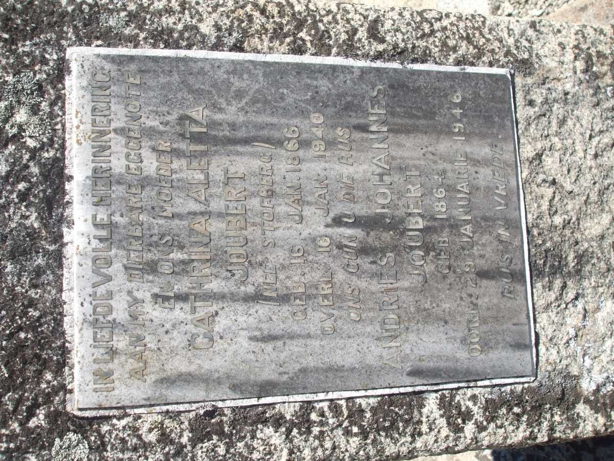 JOUBERT Andries Johannes 1864-1946 &amp; Cathrina Aletta STOFFBERG 1866-1940