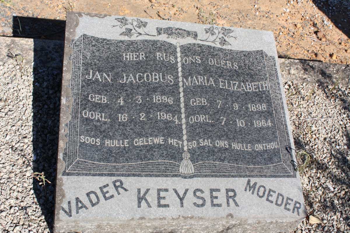 KEYSER Jan Jacobus 1896-1964 &amp; Maria Elizabeth 1896-1964
