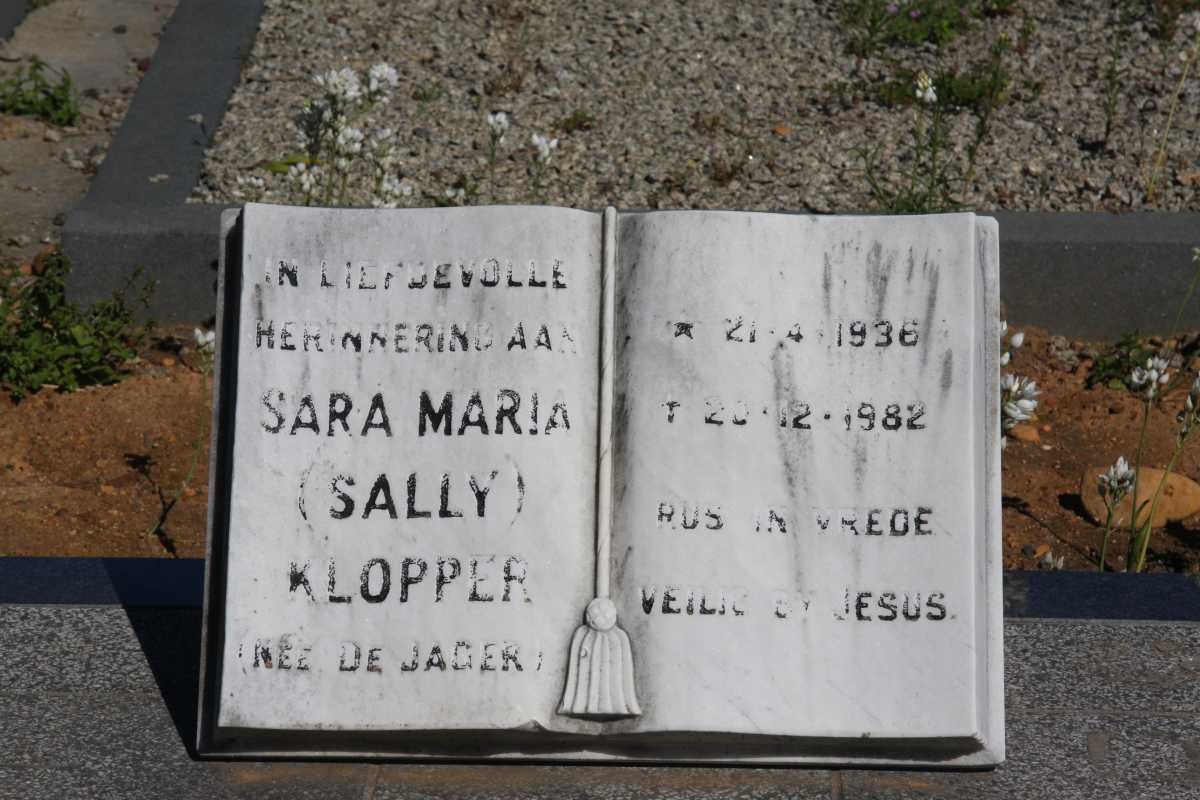 KLOPPER Sara Maria nee DE JAGER 1936-1982