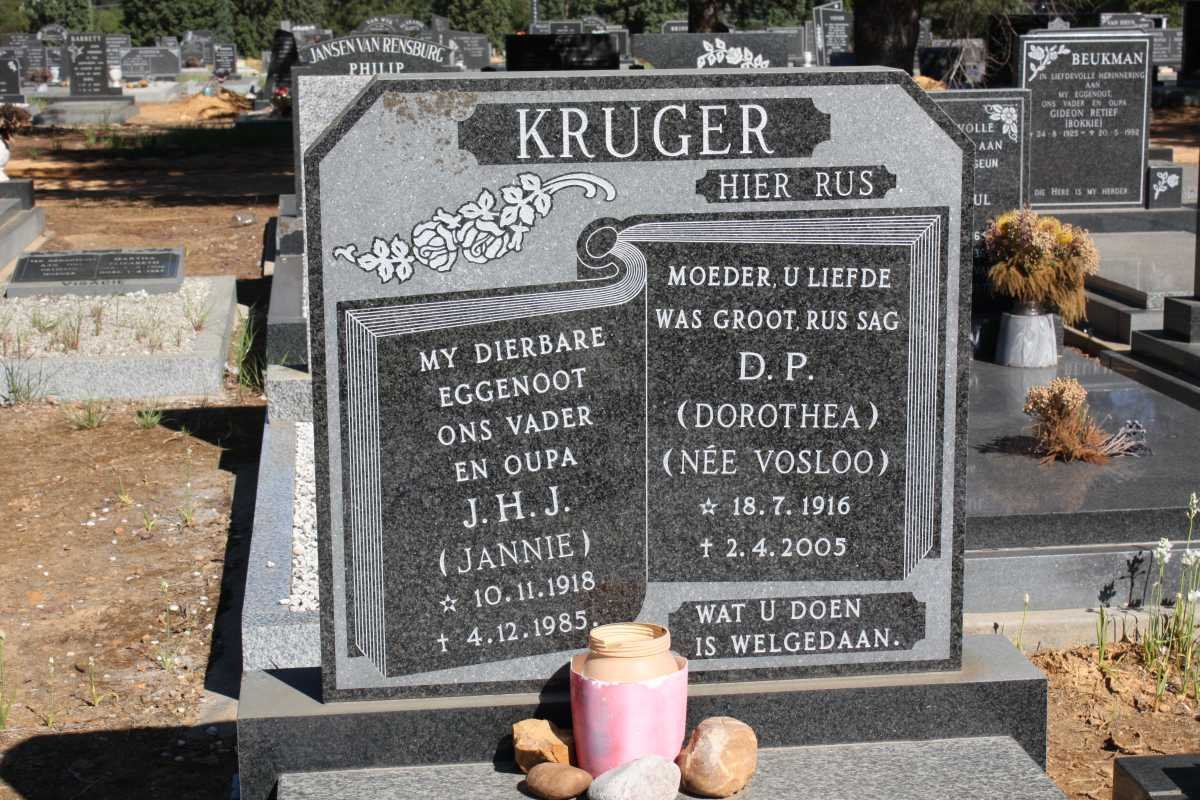 KRUGER J.H.J. 1918-1985 &amp; D.P. VOSLOO 1916-2005