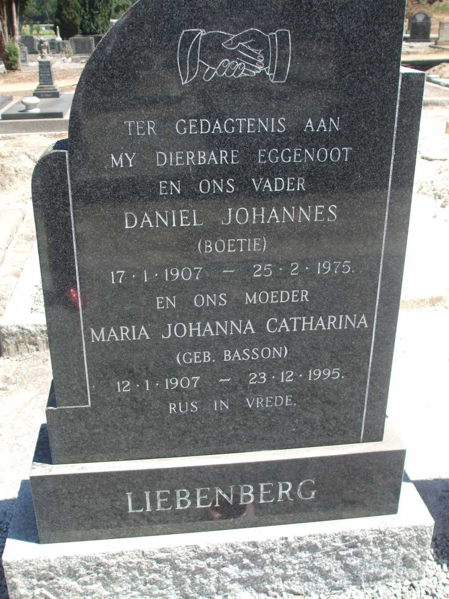 LIEBENBERG Daniel Johannes 1907-1975 & Maria Johanna Catharina BASSON 1907-1995