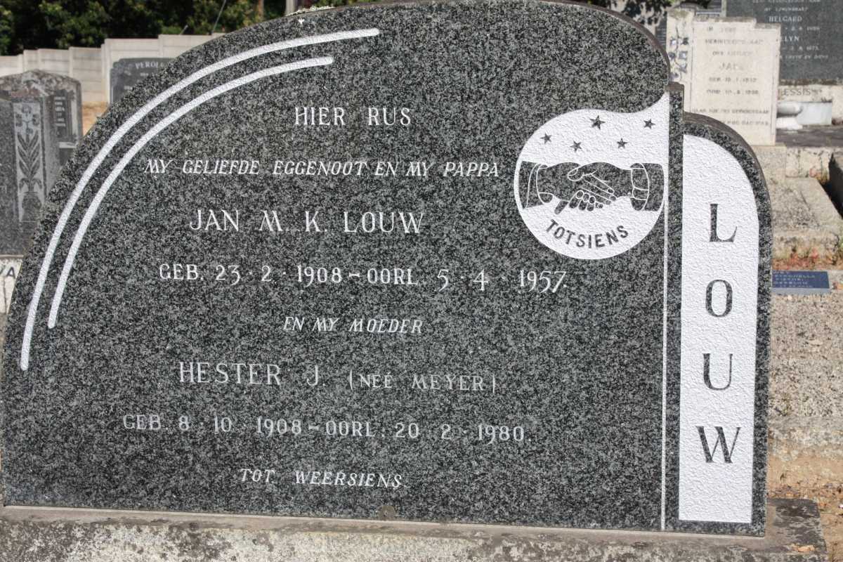 LOUW Jan M.K. 1908-1957 & Hester J. MEYER 1908-1980