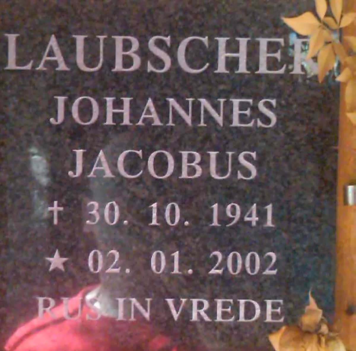 LAUBSCHER Johannes Jacobus 1941-2002