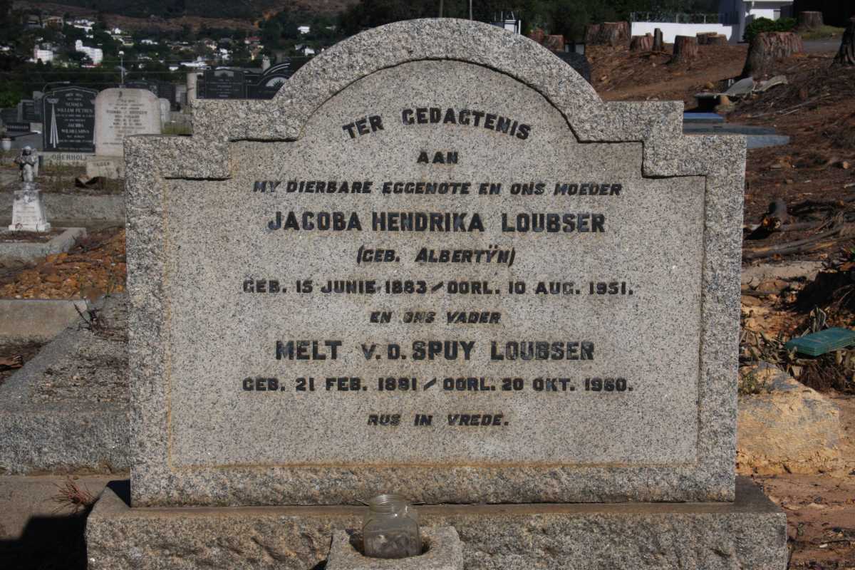 LOUBSER Melt v.d. Spuy 1881-1960 & Jacoba Hendrika ALBERTYN 1883-1951