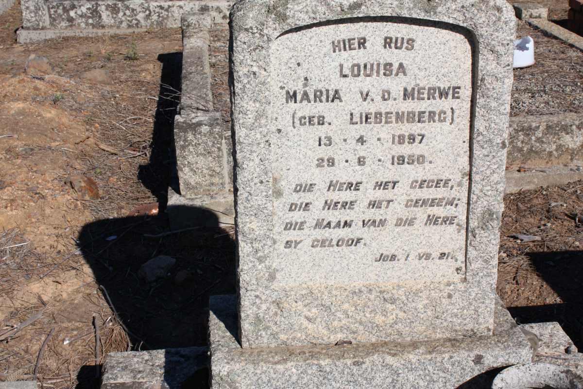 MERWE Louisa Maria, V.D. nee LIEBENBERG 1897-1950