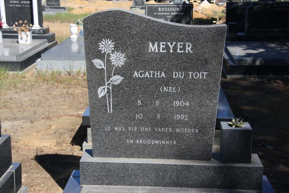 MEYER Agatha Du Toit nee NEL 1904-1992