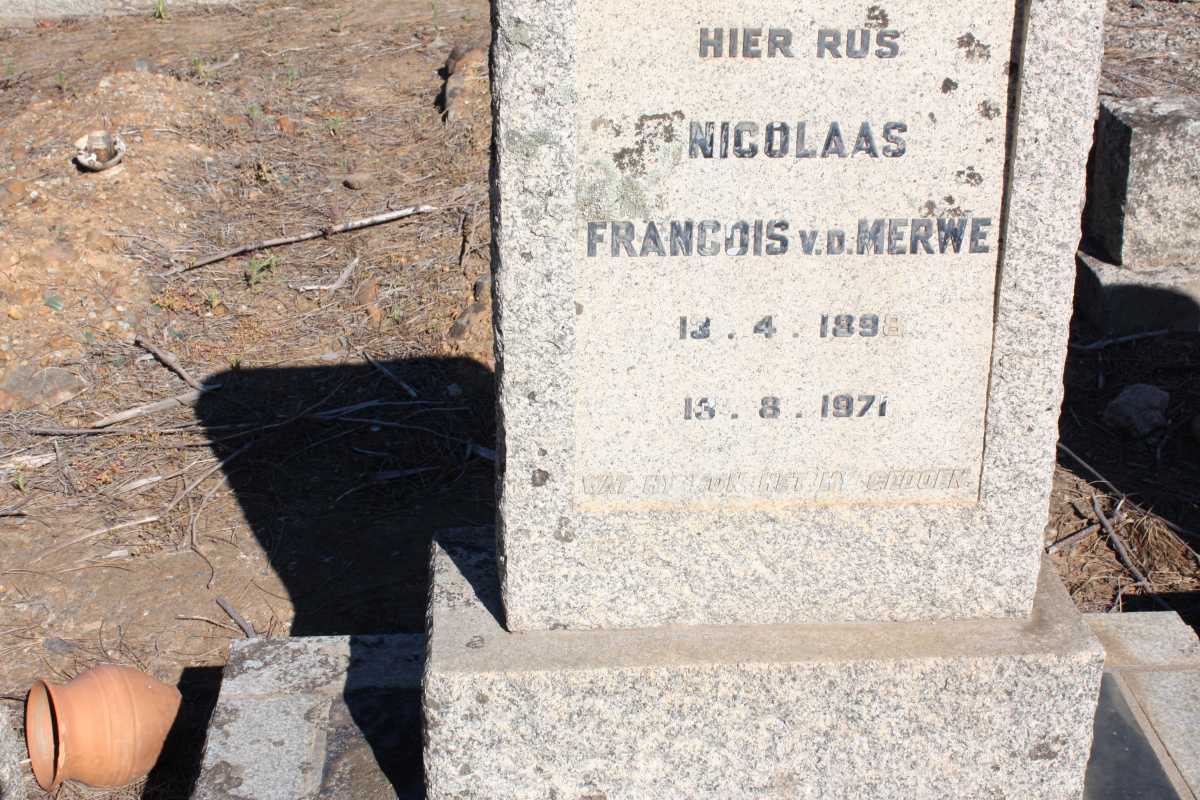 MERWE Nicolaas Francois, V.D. 1898-1971