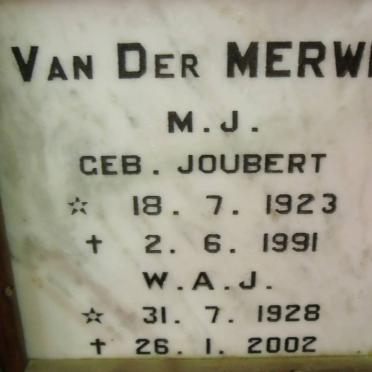 MERWE W.A.J., van der 1928-2002 & M.J. JOUBERT 1923-1991