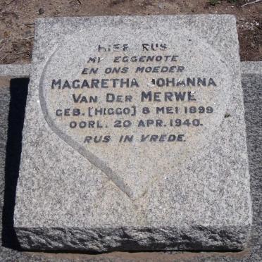 MERWE Margaretha Johanna, van der nee HIGGO 1899-1940