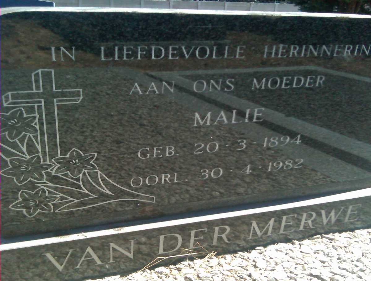 MERWE Malie, van der 1894-1982
