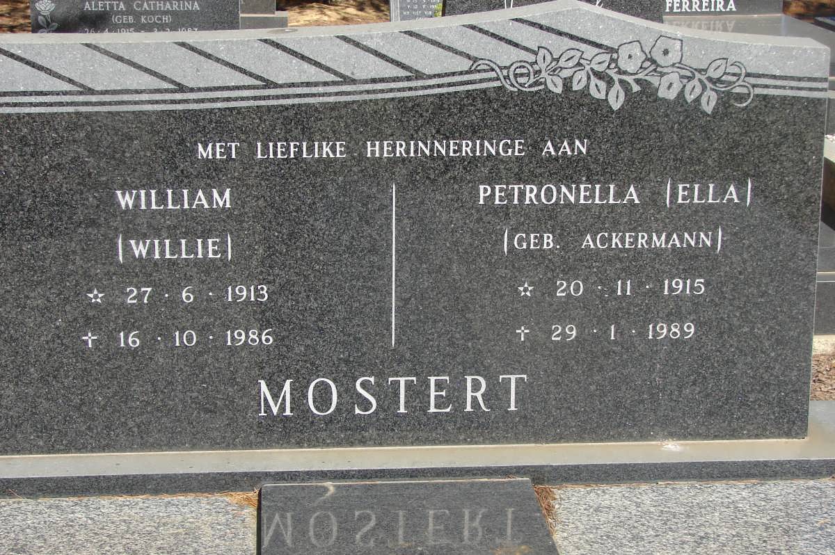 MOSTERT William 1913-1986 & Petronella ACKERMANN 1915-1989