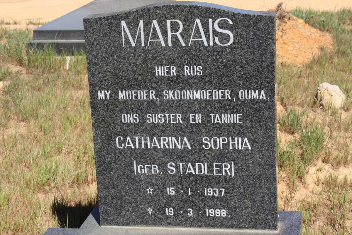 MARAIS Catharina Sophia nee STADLER 1937-1998