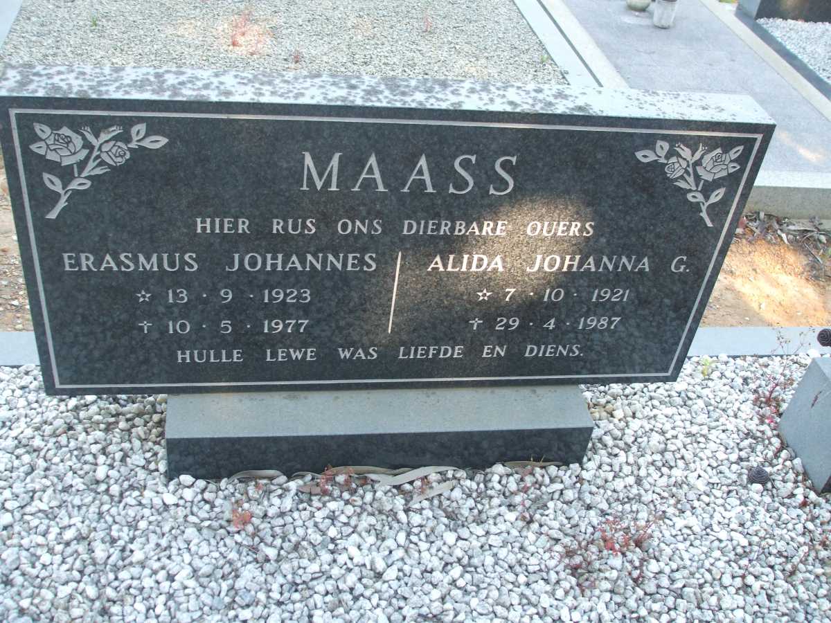 MAASS Erasmus Johannes 1923-1977 & Alida Johanna G. 1921-1987