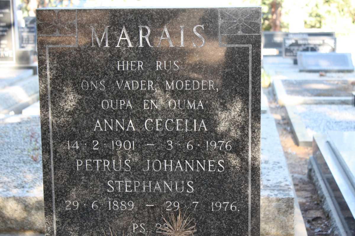MARAIS Petrus Johannes Stephanus 1889-1976 & Anna Cecelia 1901-1976
