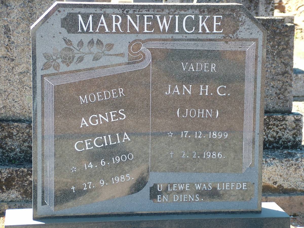 MARNEWICKE Jan H.C. 1899-1986 & Agnes Cecilia 1900-1985