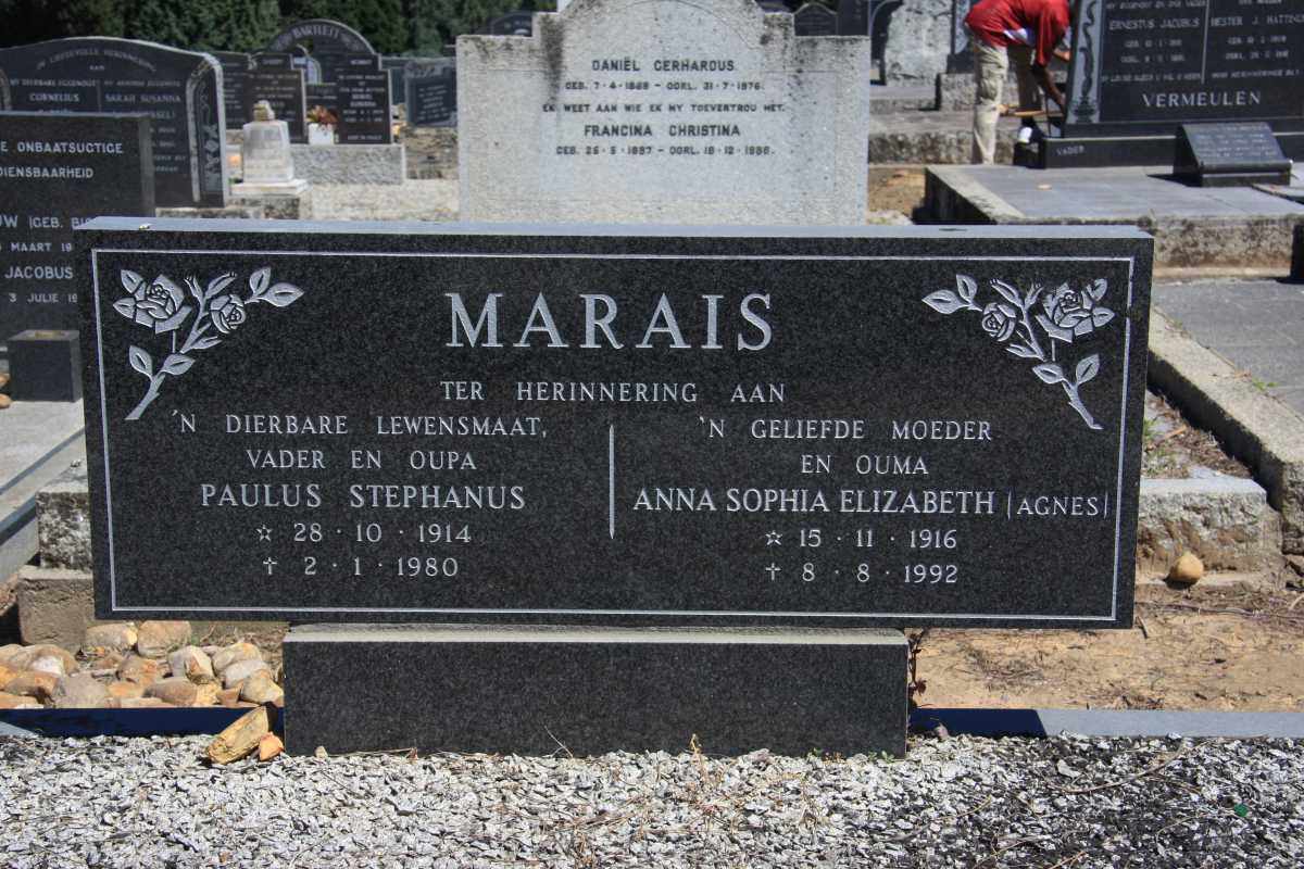 MARAIS Paulus Stephanus 1914-1980 & Anna Sophia Elizabeth 1916-1992