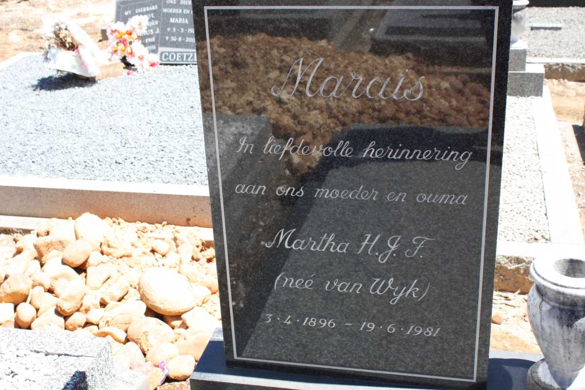 MARAIS Martha H.J.F. nee VAN WYK 1896-1981
