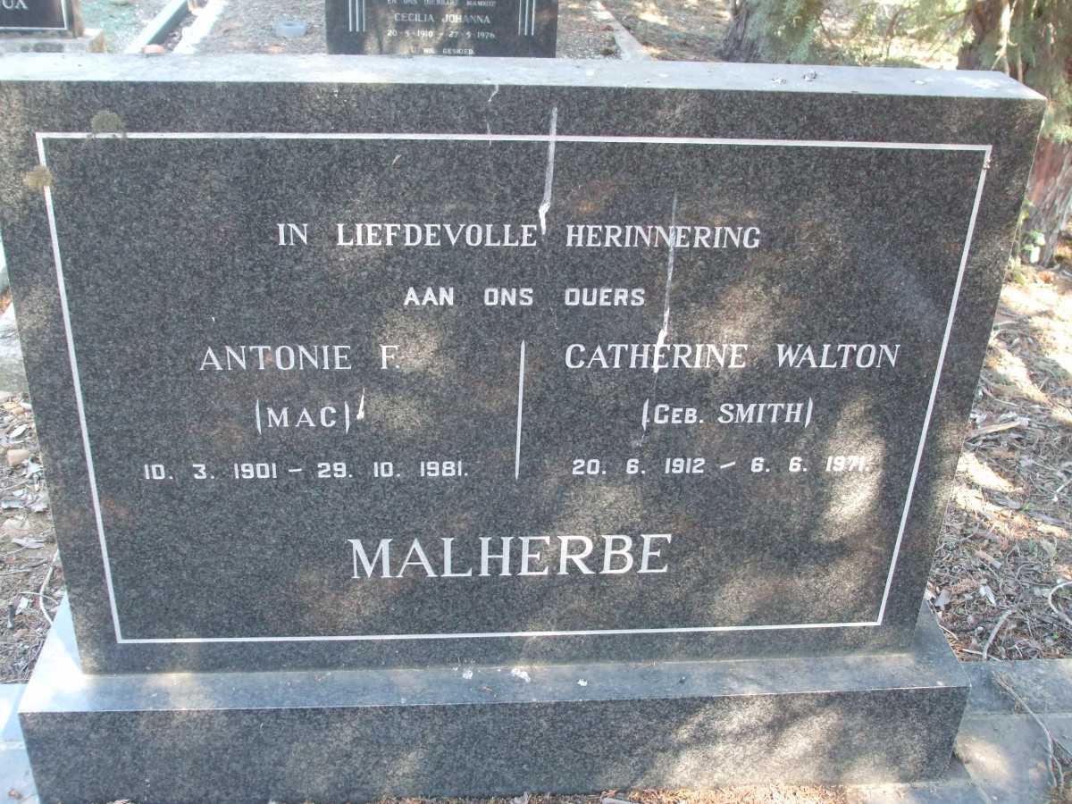 MALHERBE Antonie F. 1901-1981 & Catherine Walton SMITH 1912-1971