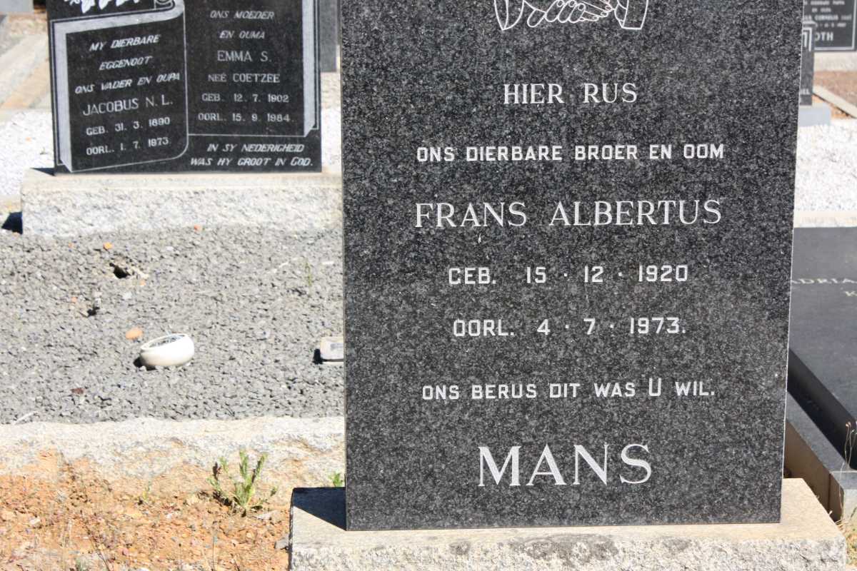 MANS Frans Albertus 1920-1973