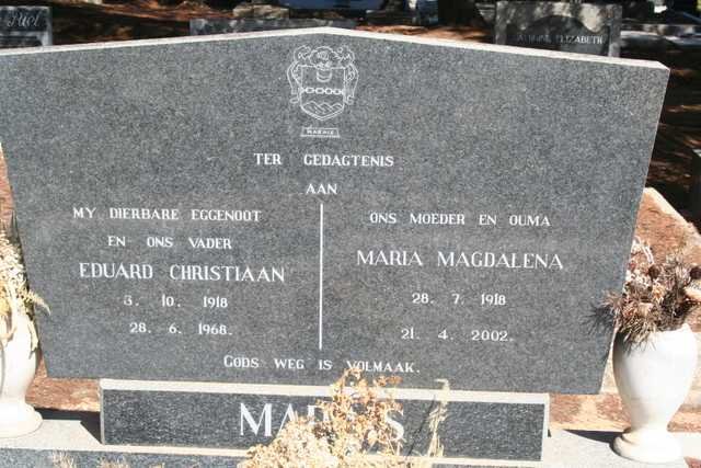 MARAIS Eduard Christiaan 1918-1968 & Maria Magdalena 1918-2002