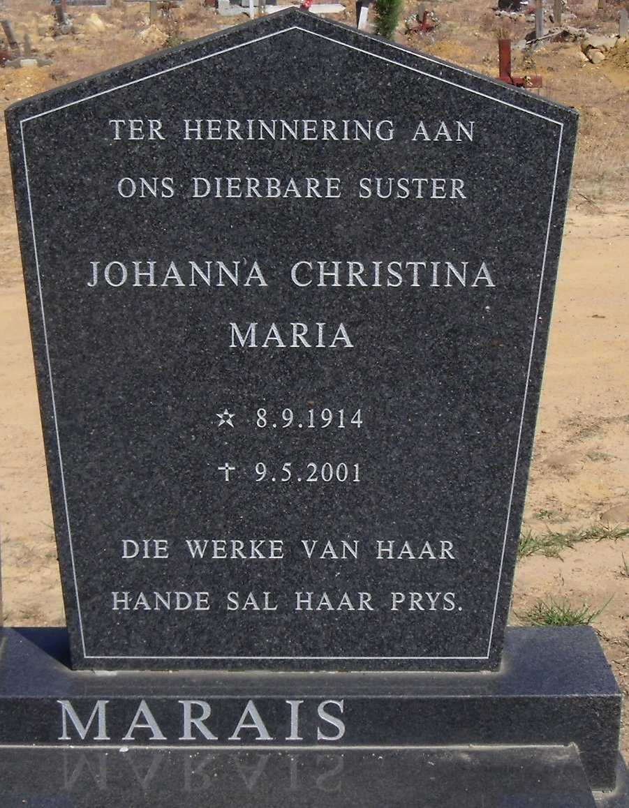 MARAIS Johanna Christina Maria 1914-2001