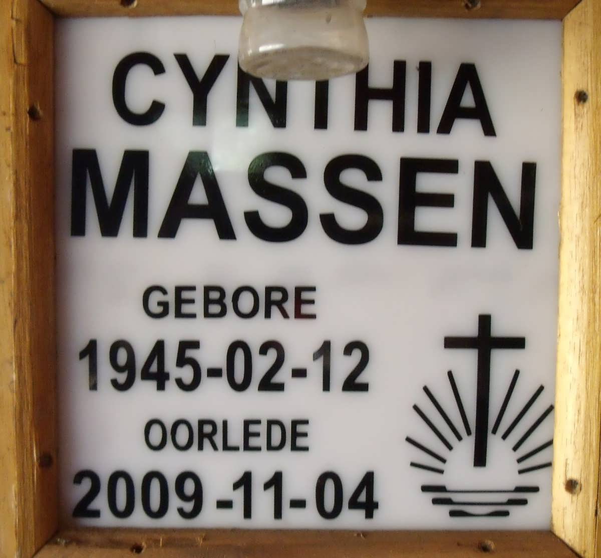 MASSEN Cynthia 1945-2009