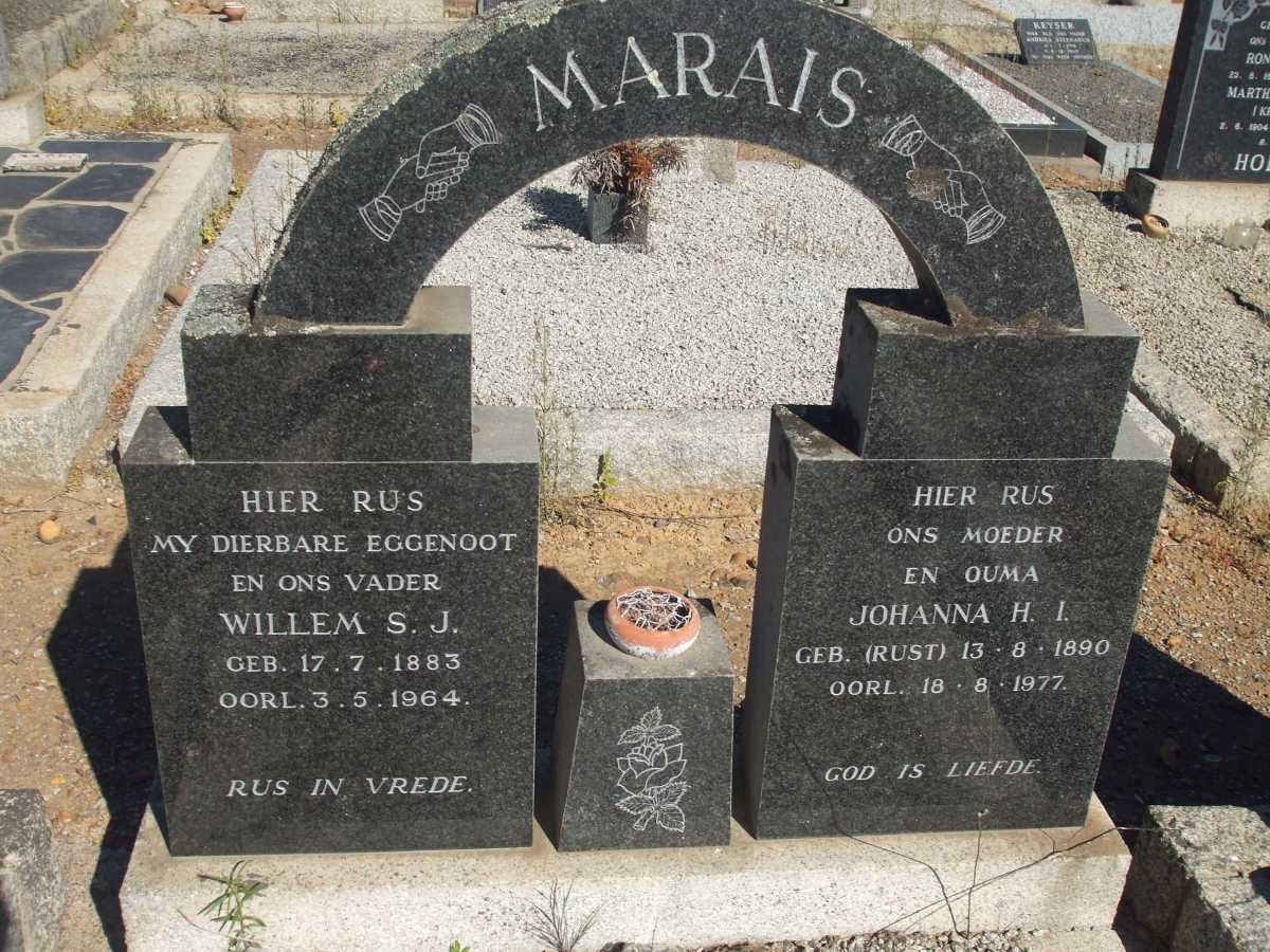 MARAIS Willem S.J. 1883-1964 & Johanna H.I. RUST 1890-1977