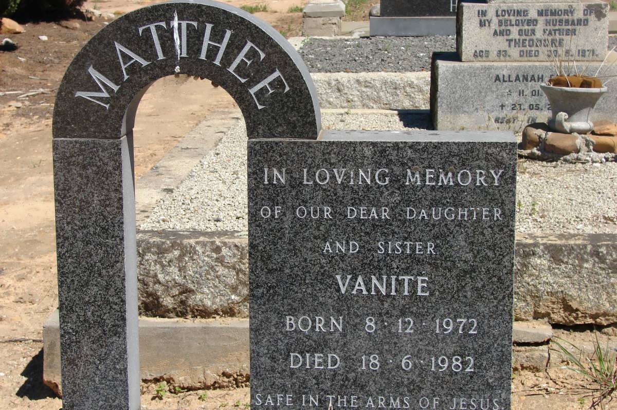 MATTHEE Vanite 1972-1982
