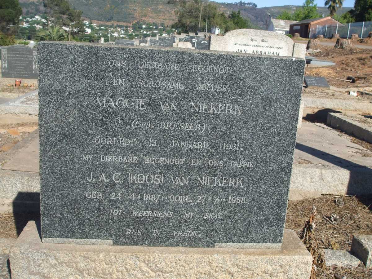 NIEKERK J.A.G., van 1887-1958 &amp; Maggie BRESLER -1951