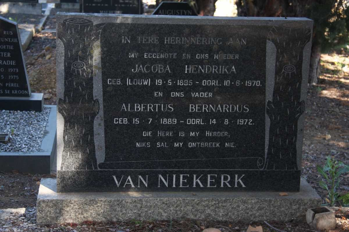 NIEKERK Albertus Bernardus, van 1889-1972 &amp; Jacoba Hendrika LOUW 1895-1970