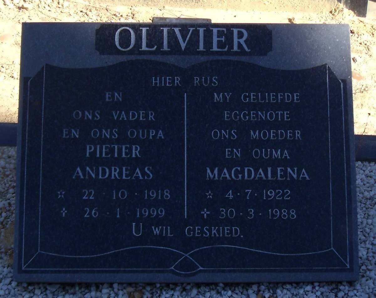 OLIVIER Pieter Andreas 1918-1999 &amp; Magdalena 1922-1988