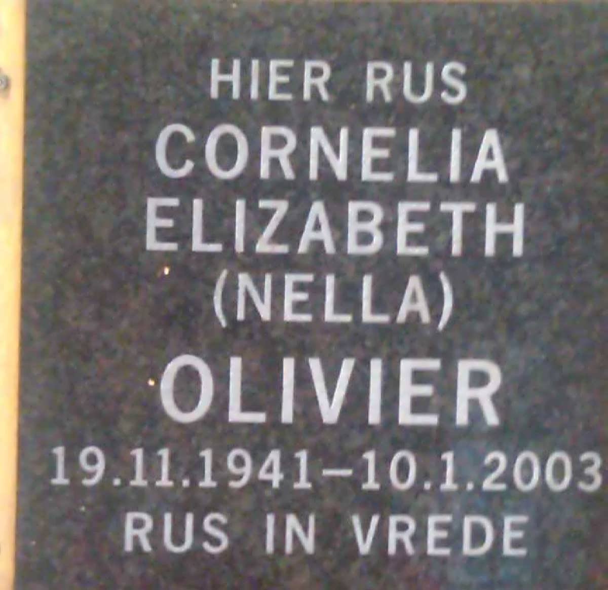 OLIVIER Cornelia Elizabeth 1941-2003