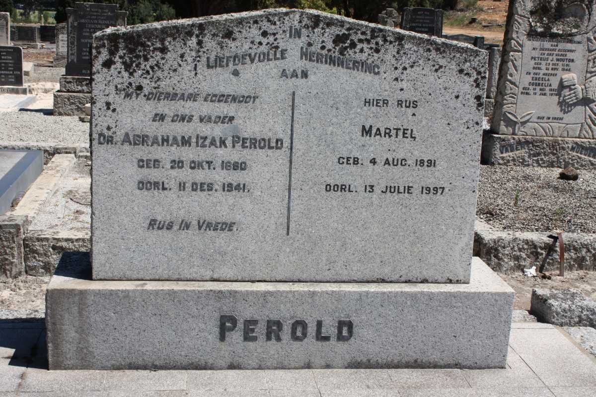 PEROLD Abraham Izak 1880-1941 &amp; Martel 1891-1997