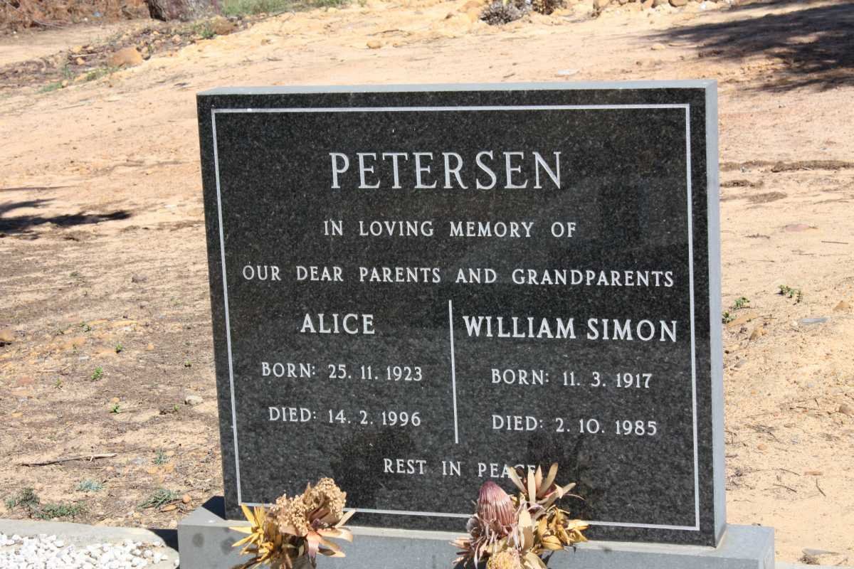 PETERSEN William Simon 1917-1985 &amp; Alice 1923-1996