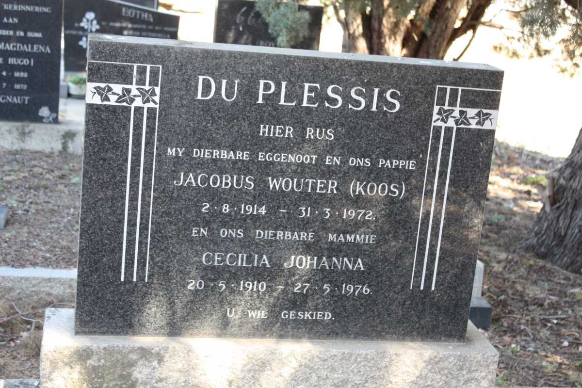 PLESSIS Jacobus Wouter, du 1914-1972 &amp; Cecilia Johanna 1910-1976