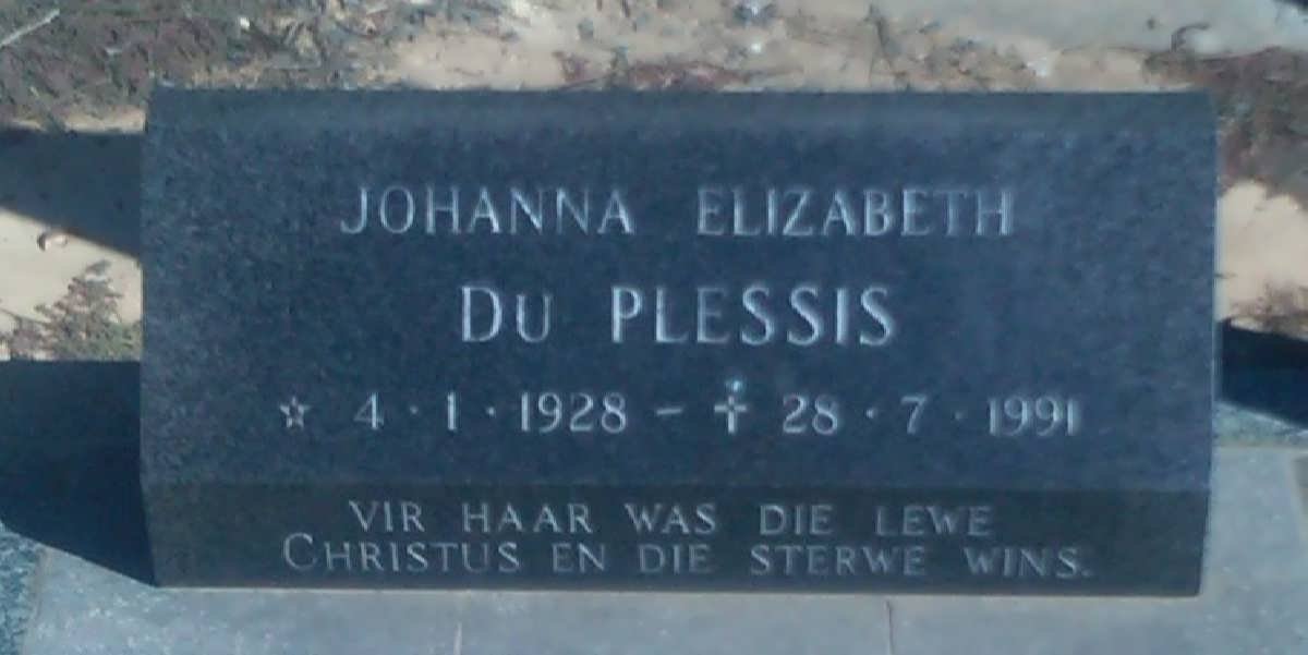 PLESSIS Johanna Elizabeth, du 1928-1991
