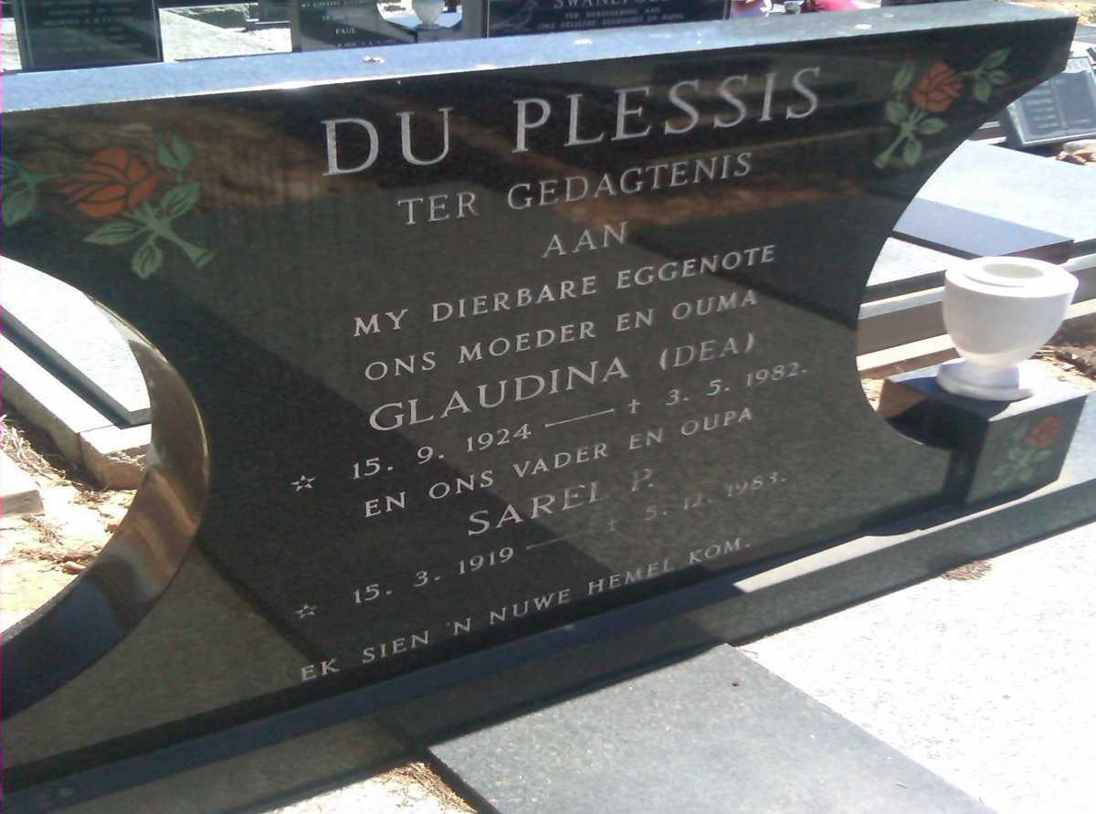 PLESSIS Sarel P., du 1919-1983 &amp; Glaudina 1924-1982