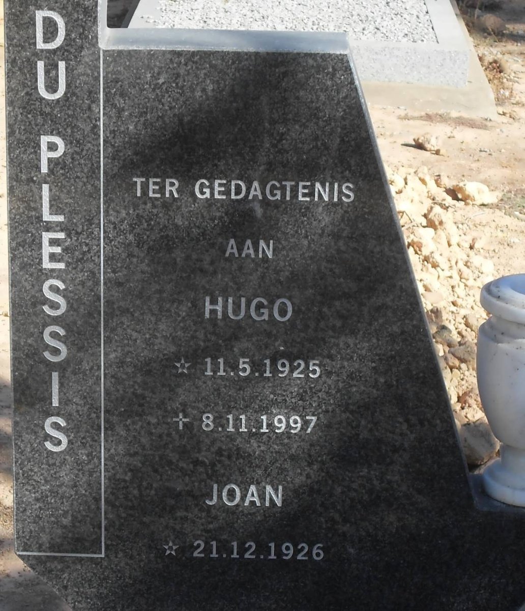 PLESSIS Hugo, du 1925-1997 &amp; Joan 1926-
