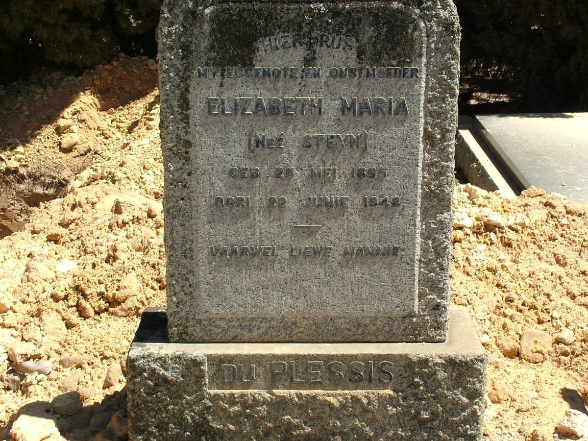 PLESSIS Elizabeth Maria, du nee STEYN 1895-1948