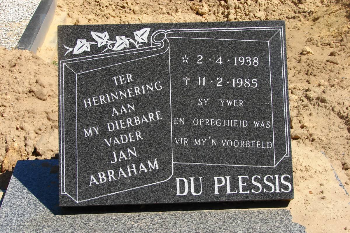 PLESSIS Jan Abraham, du 1938-1985