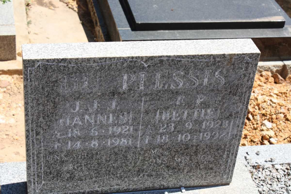 PLESSIS J.J.J., du 1921-1981 &amp; F.P. 1928-1992