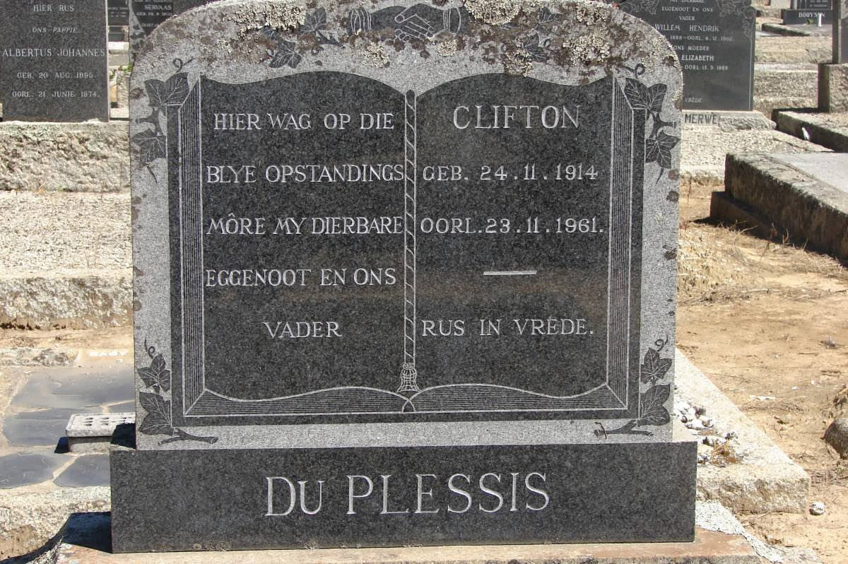 PLESSIS Clifton, du 1914-1961