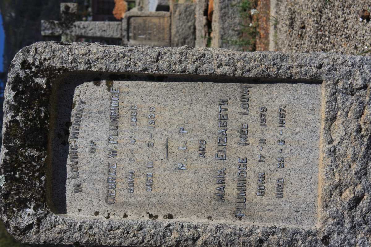 PLUMRIDGE George W. 1866-1935 &amp; Maria Elizabeth LOUW 1875-1957