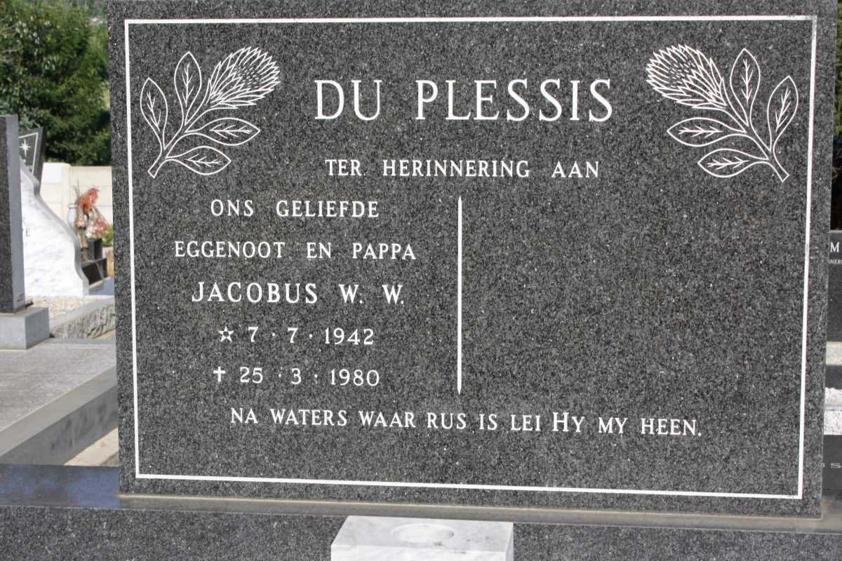PLESSIS Jacobus W.W., du 1942-1980